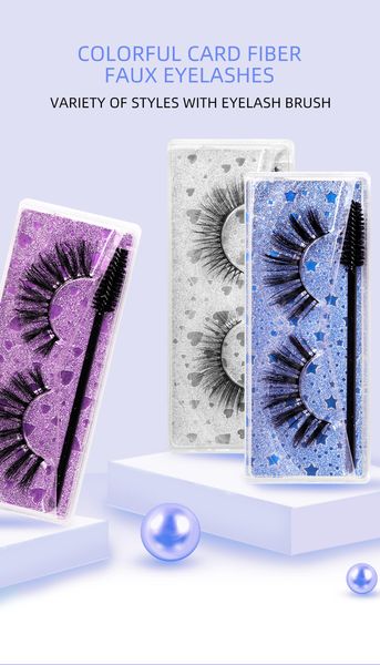 DHL Livre colorido cartão fibra faux cílios 15 estilos para escolha com escova