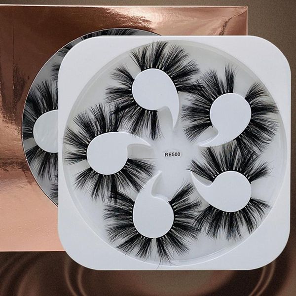 

false eyelashes 5 pairs handmade fiber fluffy wispy volume cross fake lashes soft thick long for women and girls