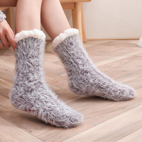 

slippers ousefu women socks indoor warm women's fluffy winter furry sneaker yoga soft sleeping for home, Black