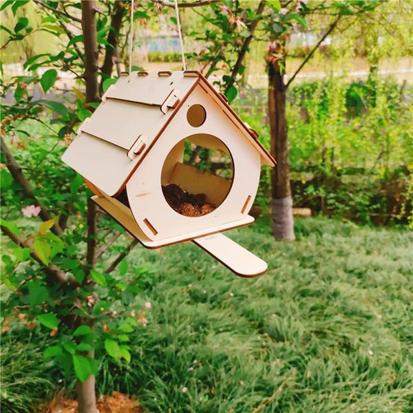 

other bird supplies feeder house diy assembly kit made of real wood hanging wooden garden decoration