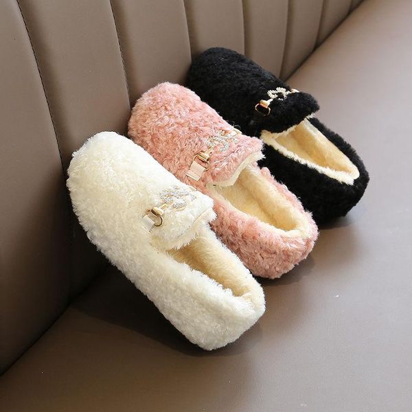 

flat shoes 2021 girls' sleeve thick comfortable korean suede baby warm girls cotton, Black;grey