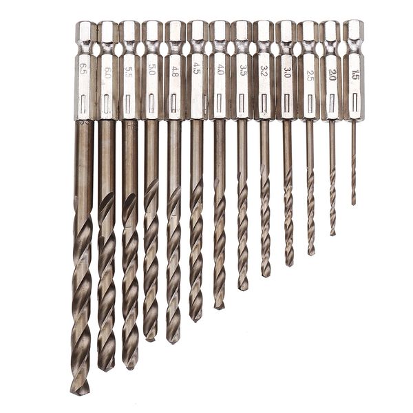 

13pcs 1.5-6.5mm m35 cobalt drill bit hss-co twist drill bit set 1/4 inch hex shank