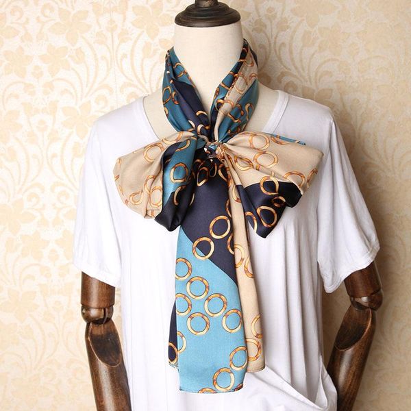 

scarves autumn fashion prints 100% silk long scarf shawl wraps for women's 170x52cm, Blue;gray