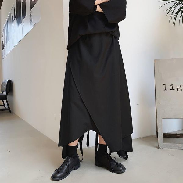 

men's pants men hip hop clothing trousers japanese plus size designer asymmetric irregular loose casual cropped, Black