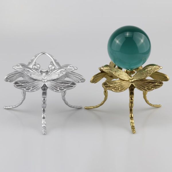 

novelty items brass dragonfly figurine display stand crystal glass lens ball pography lensball metal base magic sphere globe stones holder