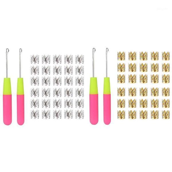 

latch hook crochet needle + 30 dreadlocks rhinestone hair ring decorat f42b bun maker1, Brown