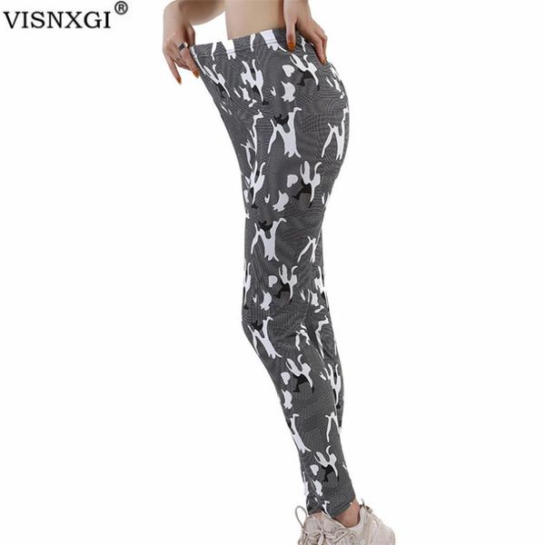 

women's leggings visnxgi printed graffiti women plus size trousers high waist pencil pants push up clothing fitness workout bottom, Black