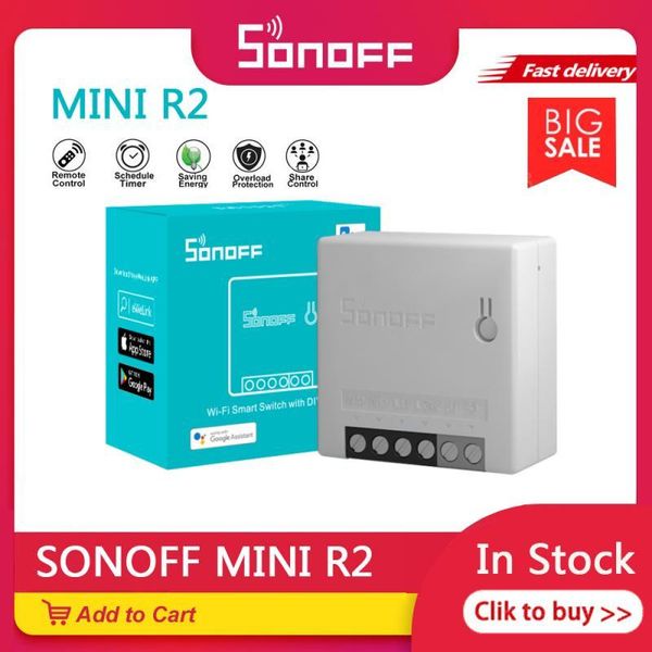 

smart home control sonoff mini r2 switch two-way remote via wifi hub voice alexa google house