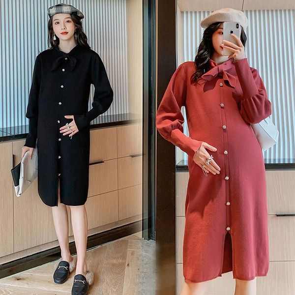 

fashion knitted maternity dress dresses pregnant clothes, White