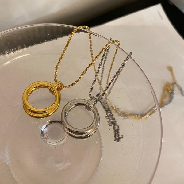 

pendant necklaces simple and elegant design cross circle necklace, Silver