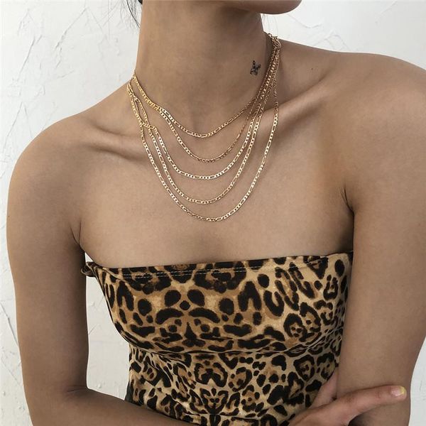 

chains european and american multi layer metal necklace exaggerated creative choker personality of female clavicle jewelry, Silver