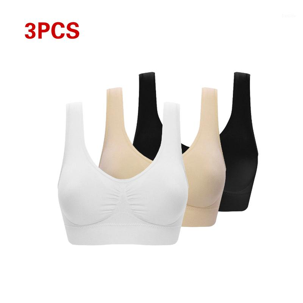 

3pcs/2pcs/1pc fashion double layer large size seamless rimless vest style no trace yoga sports bra outfit