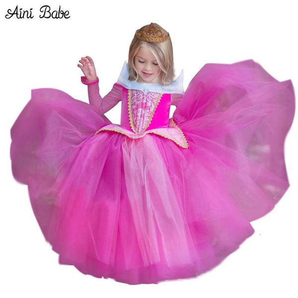 

girl's dresses christmas gift fairy princess sleeping beauty aurora ball gown for girls halloween cosplay costume kids party wear tulle, Red;yellow