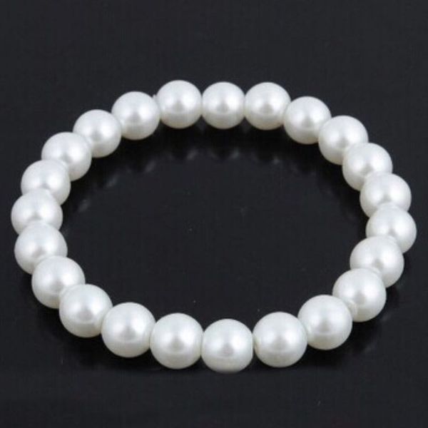 

2021 fashion women jewelry artificial pearls bracelet beaded bangle pure white faux pearls bracelet wholesale ship, Black