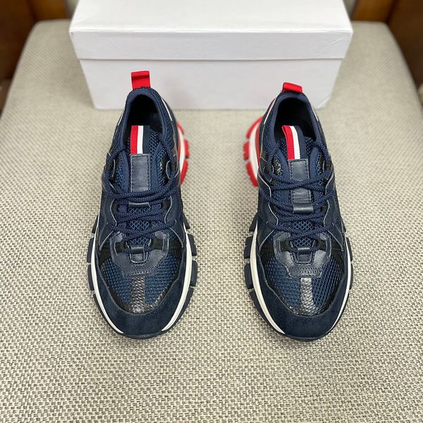 

luxury designer high-end men's sports casual shoes a variety of materials stitching mesh fabric imported cowhide, Red;white