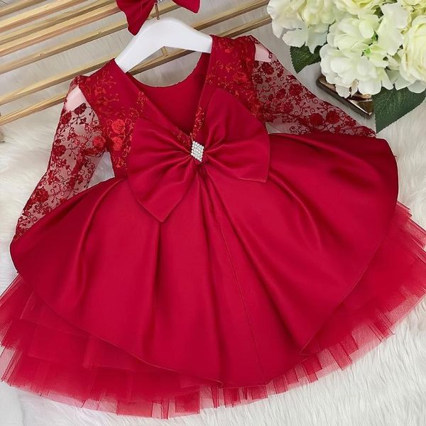 

girl's dresses baby christmas dress for girls toddler kids lace birthday clothes little girl princess wedding party gown 0-2 years vest, Red;yellow