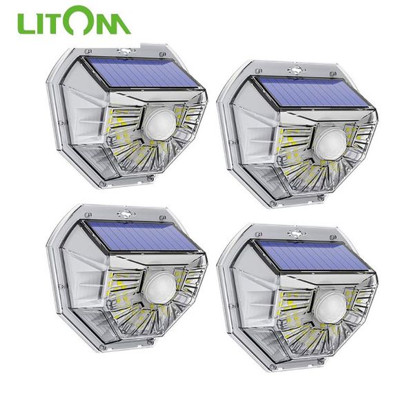 

solar lamps 4pcs litom 40 led garden light ip67 waterproof lamp pir motion sensor lighting mode sunlight for wall outdoor energy