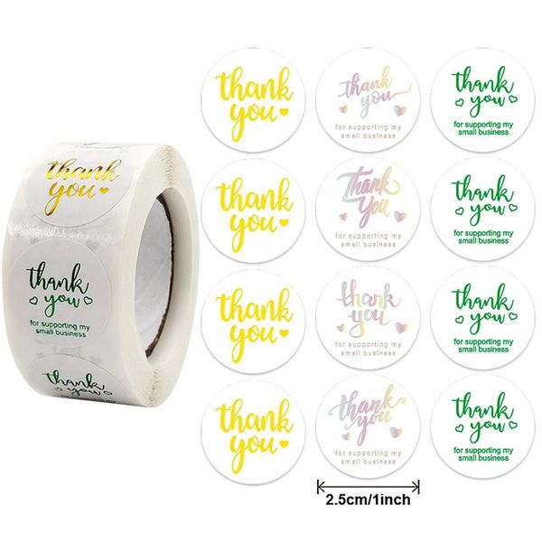 

gift wrap 500pcs/roll thank you stickers round gold craft handmade scrapbooking sealing label wedding birthday party art sticker