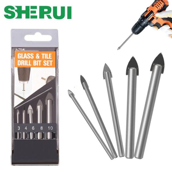 

professional drill bits 5pcs glass round shank bit set 3 4 6 8 10mm wall tile ceramic marble hole saws