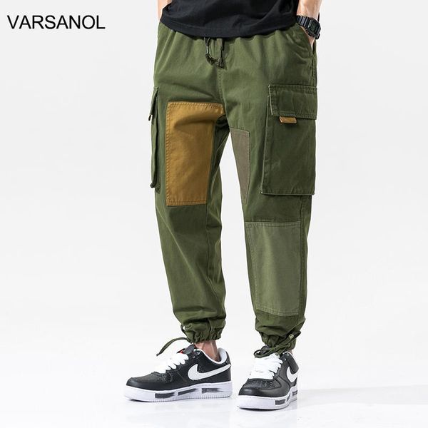 

varsanol streetwear cargo pants men 100% cotton joggers for fashion hip hop clothing harem trourser male military pant men's, Black