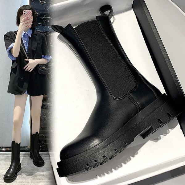 

martin boots women's short 2021 sho autumn thick soled middle pipe chelsea, Black