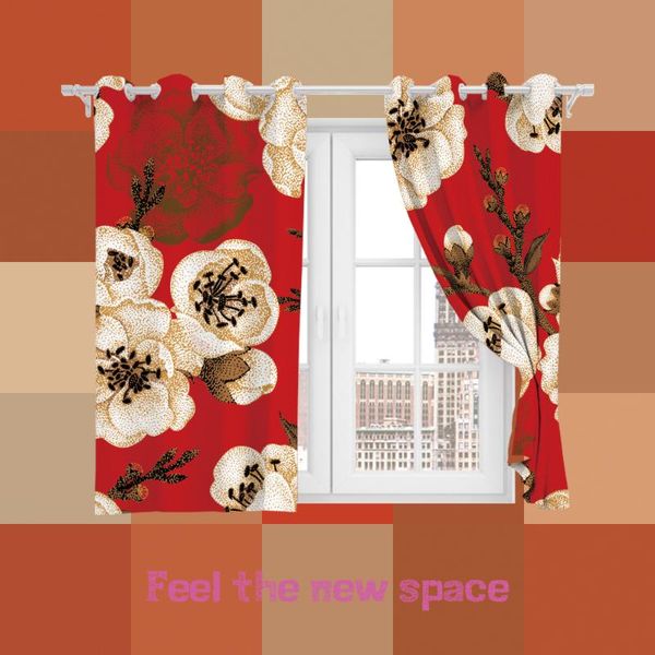

curtain & drapes full shade customized red pear flower bedroom children's room princess bay window punch hook blackout