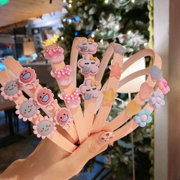 

hair accessories 1pcs/set children cute acrylic cartoon flower bow hairbands baby girls lovely hoop headbands kids, Slivery;white