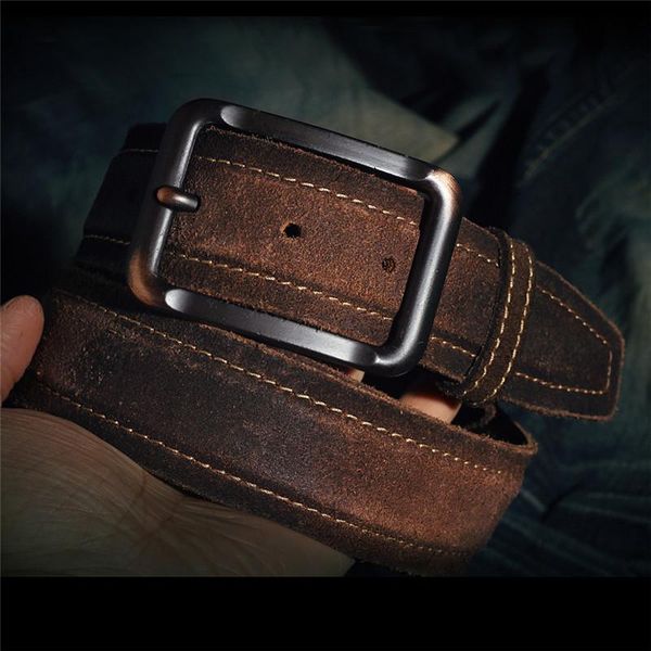 

belts vintage layer leather polished old belt personalized fashion trendy men's high-quality alloy, Black;brown