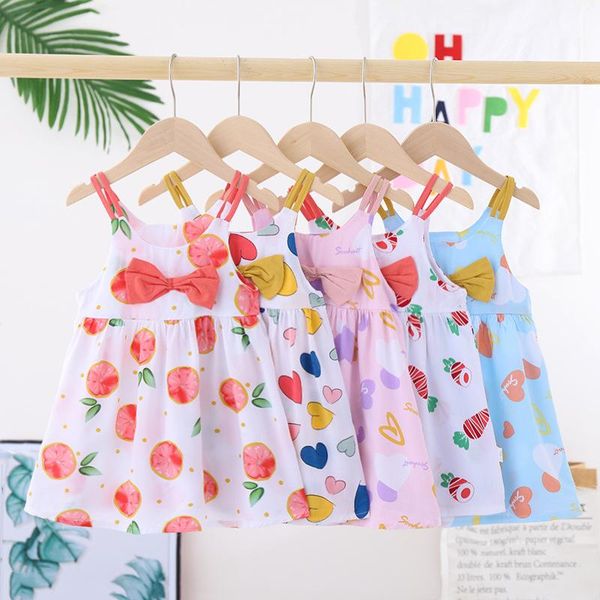 

girl's dresses 2021 summer children sleeveless toddler girl korean princess love cotton silk skirt baby girls clothes for 1 2 3, Red;yellow