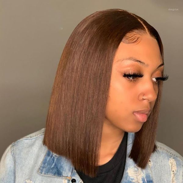 

brown middle part 13x4 lace wig natural hairline average cap size silky straight for black women with baby hair1, Black;brown