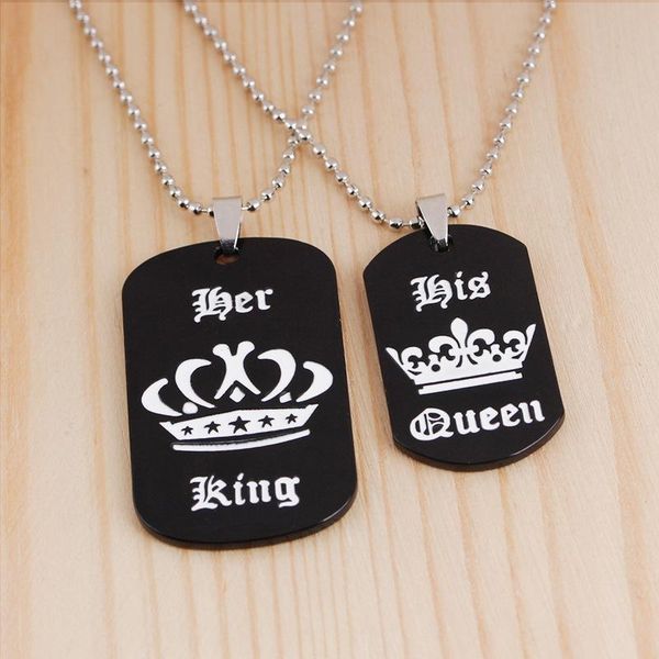 

chains crown necklace woman round card keyring pendant letter her king his queen exquisite trendy korean alloy kolczyki, Silver