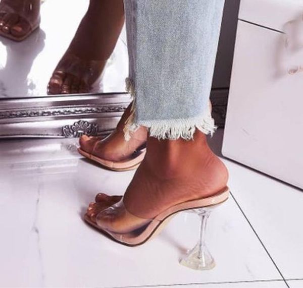 

dress shoes orange silver pvc jelly slippers open toe high heels women transparent perspex heel clear sandals size 42, Black