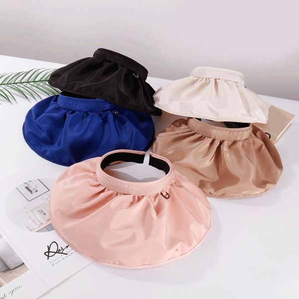

wide brim hats summer all-match shell hat useful sunscreen sun korean style breathable headband polyester comfortable cap, Blue;gray