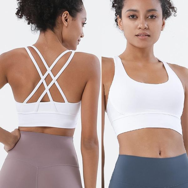 

yoga outfit women's fashion sports underwear double-sided brushed beauty back shockproof gather bra