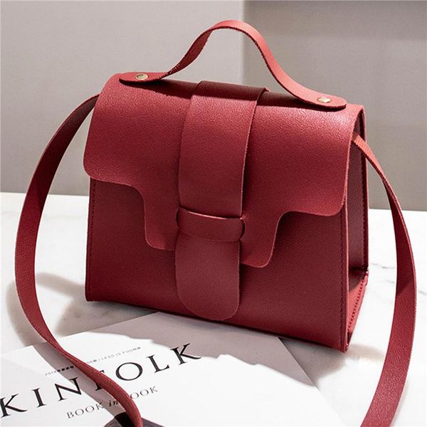 

fashion women 2021 pu leather shoulder bags solid color flap handbag female small square crossbody messenger cosmetic & cases
