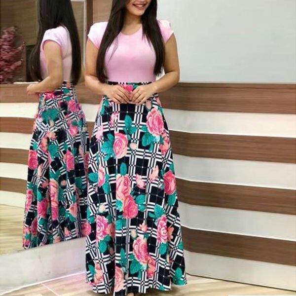 

women dress summer sleeveless floral printed sundress casual swing maxi dresses woman party night beach vestidos, Black;gray