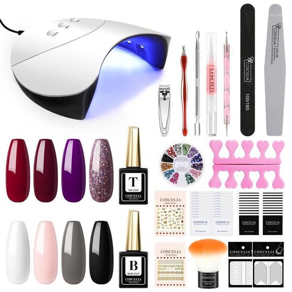 

8pc nail set uv led lamp dryer gel polish kit soak off manicure tools for tools1