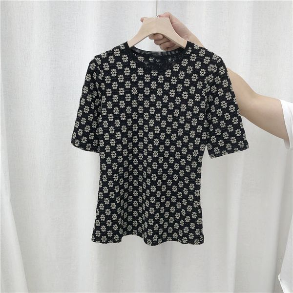 

men's t-shirts female spring floral strench mesh a670, White;black