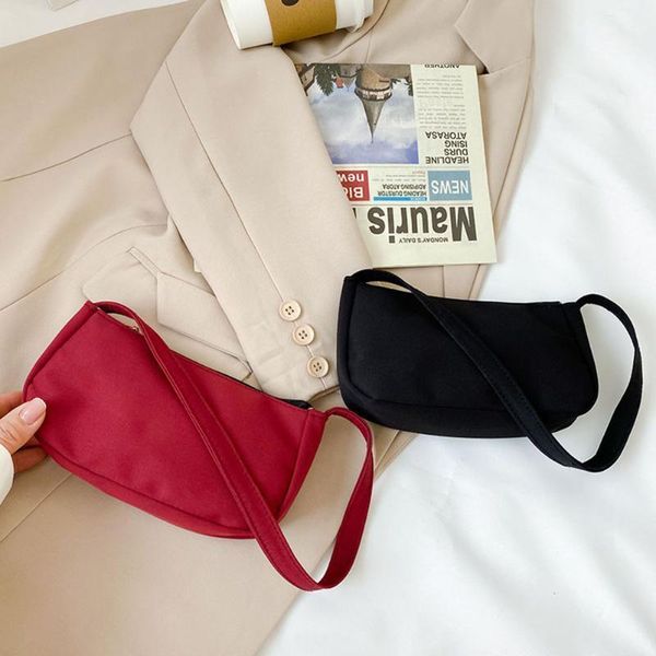 

evening bags simple female daily shoulder casual nylon handle pouch soid color handbag underarm tote bag money clutch