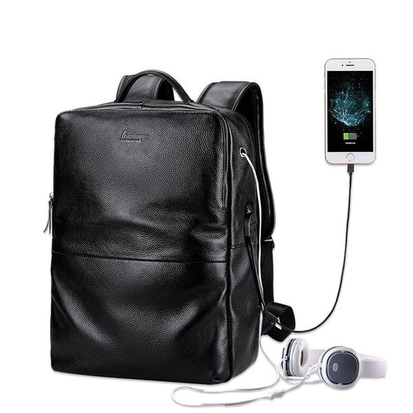 

backpack 2021 genuine leather men fashion real natural teenage boys school bags lapcomputer backpacks 15.6 inch