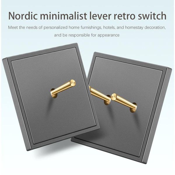 

smart home control gray wall vintage brass lever toggle switch 1-4 gang 2 way flame retardant pc panel light