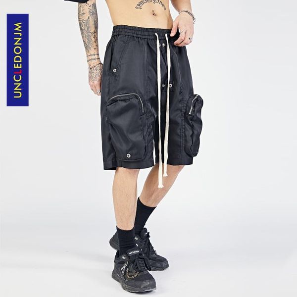 

men's shorts uncledonjm big pocket designer men korean fashion casual high street baggy knee length sweat 87122, White;black