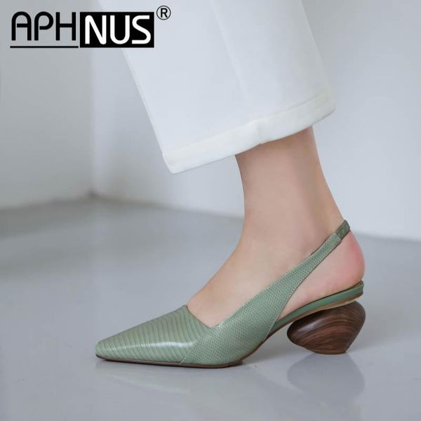 

dress shoes aphnus womens sandals mixed colors mid high heels pumps slippers slides woman 2021 for women pointed toe, Black