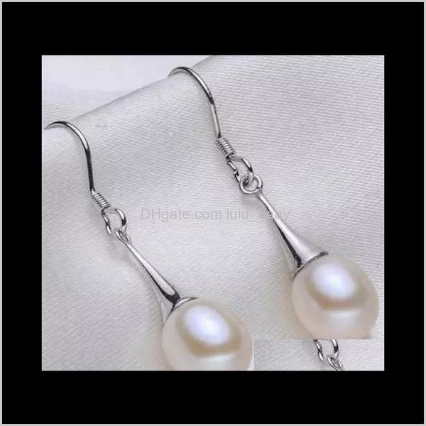 

stud jewelry drop delivery 2021 a pairs of 8-9mm natural white rice-shaped pearl earrings long section 925 sier accessories sp5qd, Golden;silver
