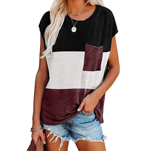 

women's t-shirt patchwork t-shirts casual women 2021 summer sweet colors arrival tees shirt loose lady short sleeve 2xl plus size g268, White