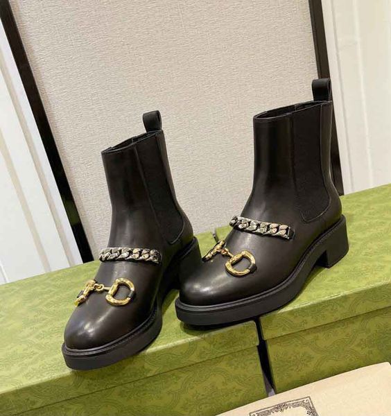 

designer women's ankle boot with chain horsebit bee bottom booty brands lady knight martin booties party wedding, Black