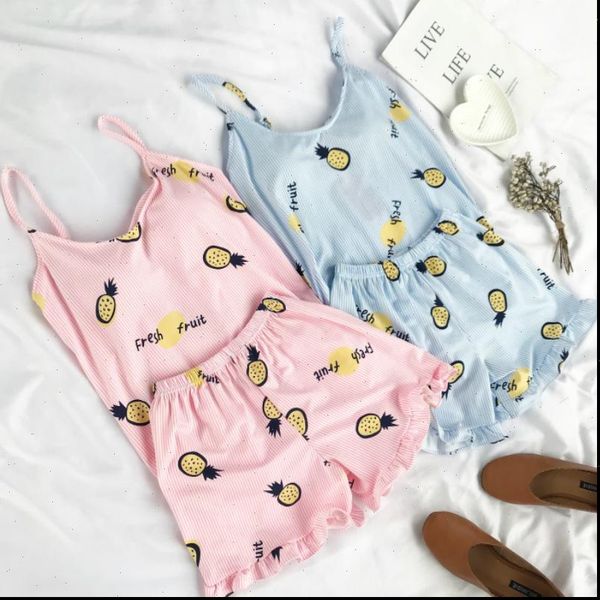 

summer print pajama sets women sleepwear wome girls sleeveless lingerie two piece set, Black;red