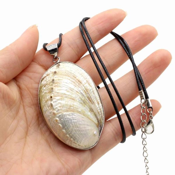 

pendant necklaces natural shell rectangle alloy egg-shaped 35x55mm 40+5cm diy for jewelry making accessories gift, Silver