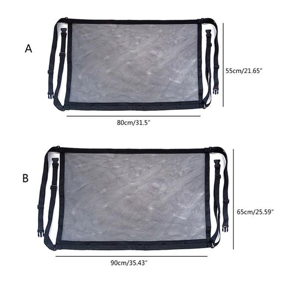 

car organizer interior cargo ceiling storage bag with band long road trip camping prevent falling putting quilt toys