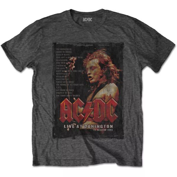 

ac/dc donnington set list official t-shirt men unisex, White;black